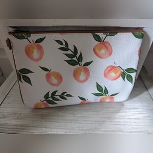 Thirty-One Rubie Mini Zipper Pouch Peaches Faux Leather peach paradise pebble